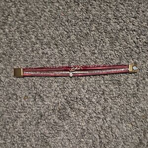 Chic Burgundy Bracelet with Gold Details